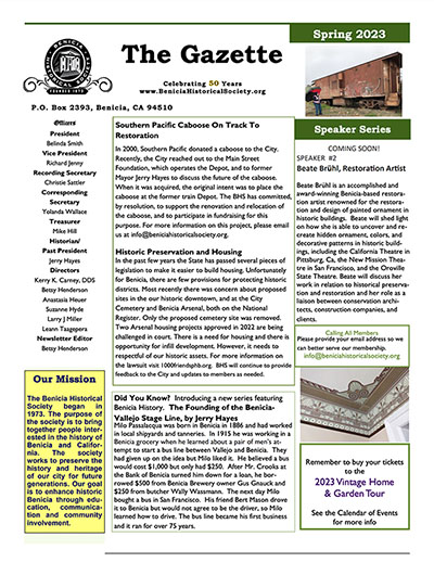 Benicia Historical Society Newsletters